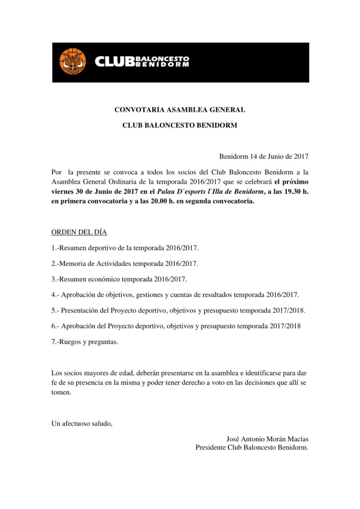 CONVOCATORIA DE ASAMBLEA GENERAL