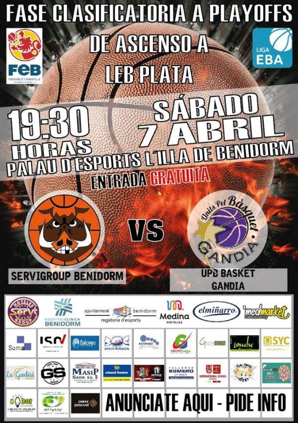 SERVIGROUP BENIDORM - HISPAGÁN-UPB GANDIA. Inicia la liguilla de ascenso en el Palau.