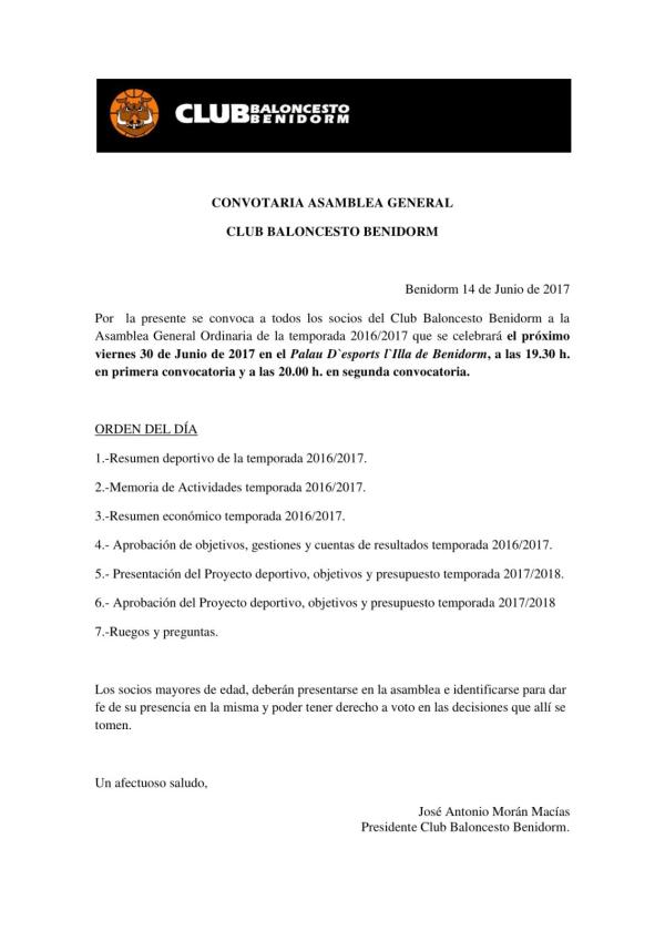 CONVOCATORIA DE ASAMBLEA GENERAL